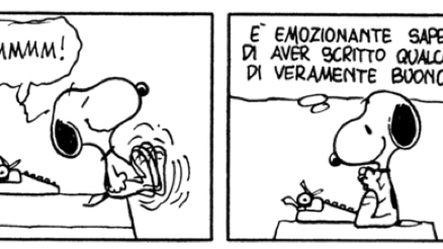 Snoopy scrittore -. qualcosa di buono - Striscia a fumetti