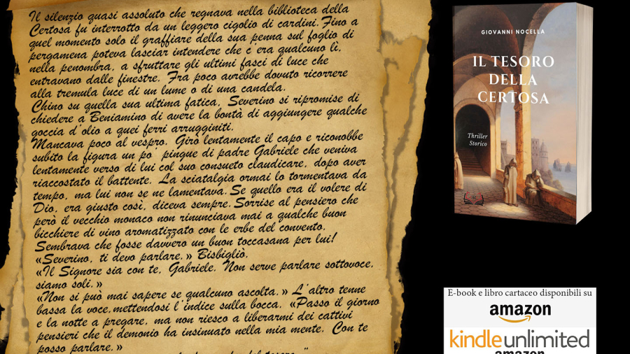 Leggiamo insieme una pagina del capitolo 2 del romanzo storico Il Tesoro della Certosa