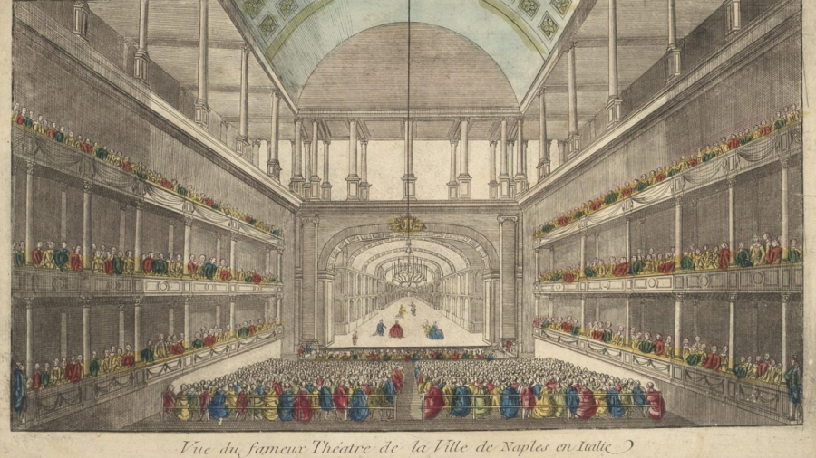 Teatro s. Bartolomeo - Napoli - Litografia d'epoca